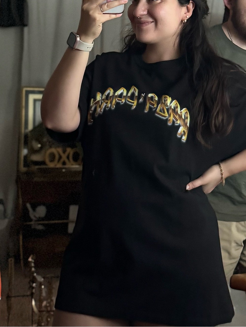 American apparel menโs Raza x park Black Graphic Tee with Gold Logo